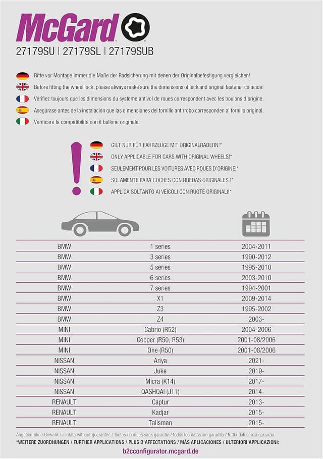 Thumbnail 3 de McGard 27.179 SL Kit Boulon de Protection des Roues