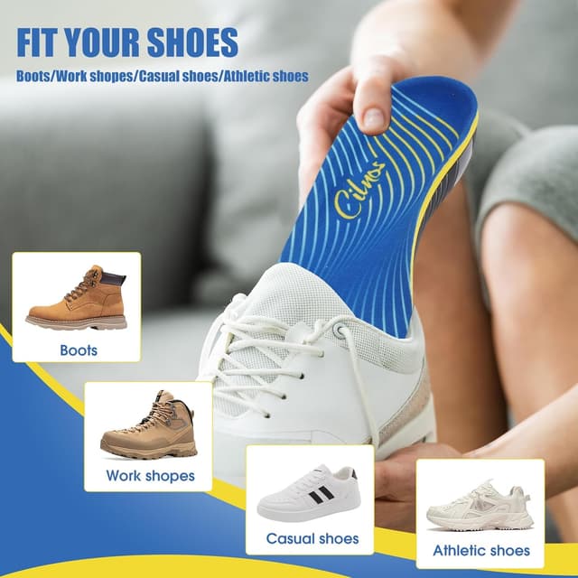 Detalle de Cilnos semelles orthopédiques pour fasciite plantaire, pieds plats et épine calcanéenne (homme & femme) – XL