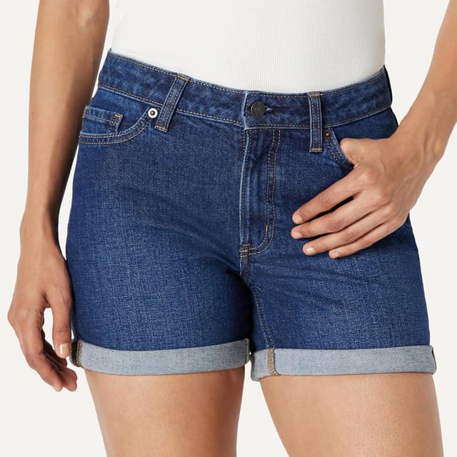 Detalle de Amazon Essentials Women’s Slim-Fit Mid-Rise 4in (10.2cm) Jean Shorts