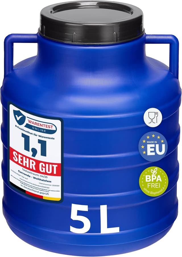 Thumbnail 6 de Garronda 220-Liter Deckelfass/Weithalsfass aus HDPE (GD-0078), grünes Regenfass für Garten, Futter- und Lebensmittelkontakt