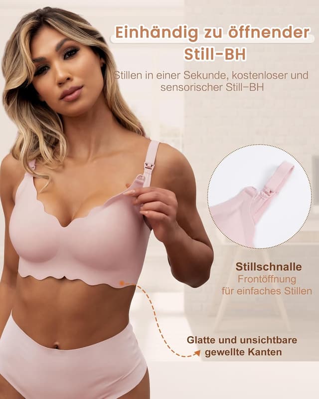 Detalle de As Fairy Still-BH Stillen, kabellos & nahtlos – Schwangerschafts-Schlaf-Bralette mit Jelly-Strip