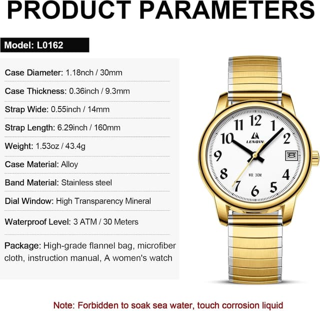 Thumbnail 6 de LN LENQIN Damen Quarzuhr Edelstahl 160 mm