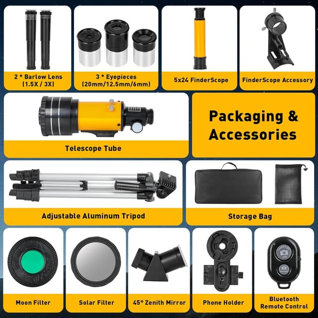 Thumbnail 4 de Télescope 400 mm réfracteur pour débutants 🔭