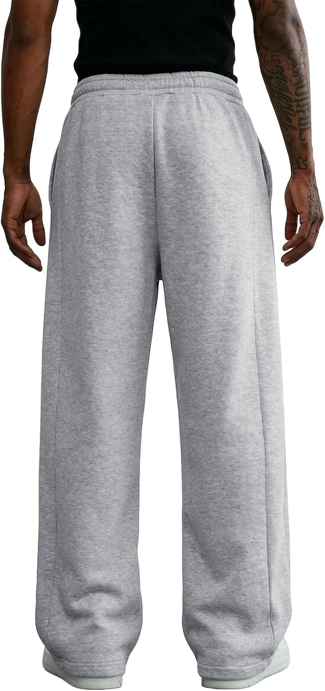 Detalle de Men’s Baggy Sweatpants Cotton Fleece Wide Leg Lounge Pants with Drawstring Waist and Pockets