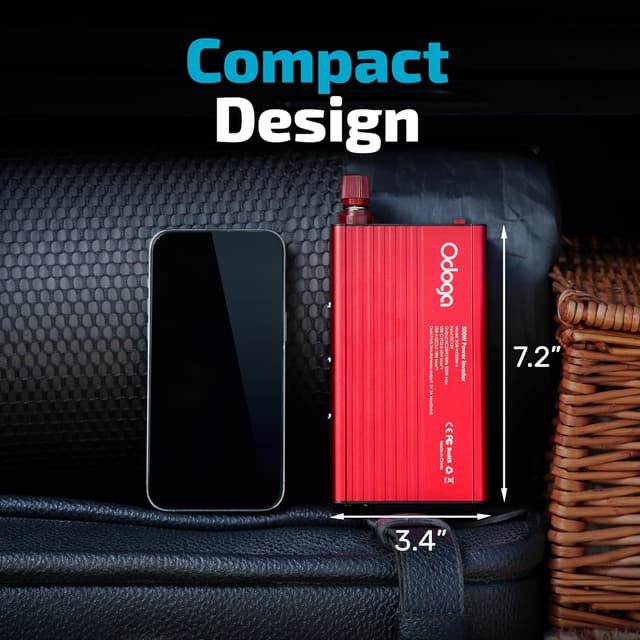 Detalle de Odoga 500W Power Inverter 12V to 230V with UK Plug Socket and USB-C (65W) / USB-A (18W)