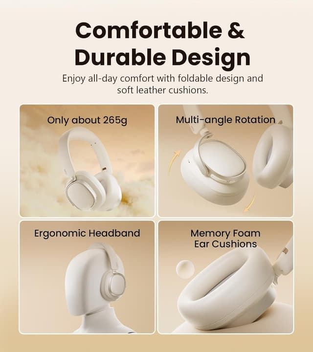 Thumbnail 6 de Edifier ES850NB Wireless Hybrid ANC Headphones (LDAC, up to 92H battery, AI calls) – Ivory