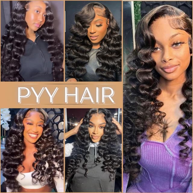 Detalle de PYY Deep Wave Lace Front Wig (13x4 HD Lace Frontal) – 22 Inch 100% Human Hair, Deep Wave, Glueless