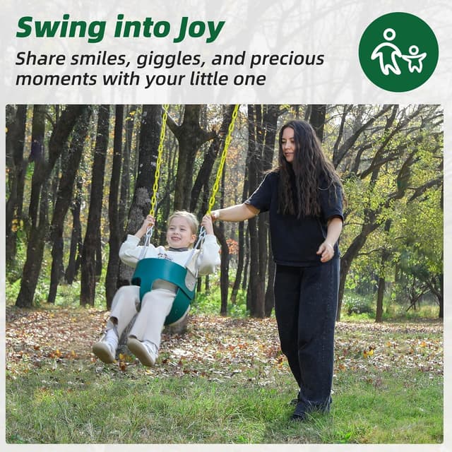 Detalle 2 de High Back Full Bucket Toddler Swing Seat with Yellow Coated Chains (Fully Assembled) — Outdoor Baby Swing Set Accessory