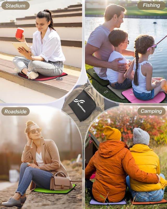 Detalle de Sportneer Sitzkissen Outdoor (grau) – faltbare, wasserdichte Sitzunterlage für Camping & Wandern