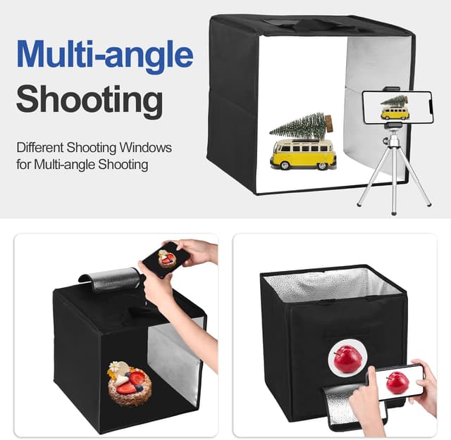 Detalle de EMART Fotostudio Lichtbox (30×30×30 cm) mit 120 LED und 6 PVC-Hintergründen für Produktfotos