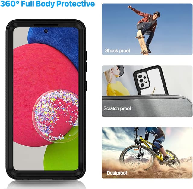 Detalle 2 de CENHUFO rugged Samsung Galaxy A52s / A52s 5G phone case with built-in screen protector (Black)