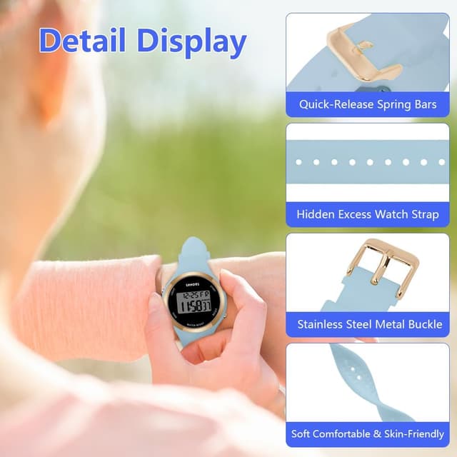 Thumbnail 3 de AOOSU Damenuhr Digitaluhr mit LED Nachtlicht