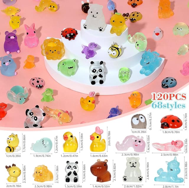 Detalle 2 de Crahuanli 120PCS Mini Resin Animals