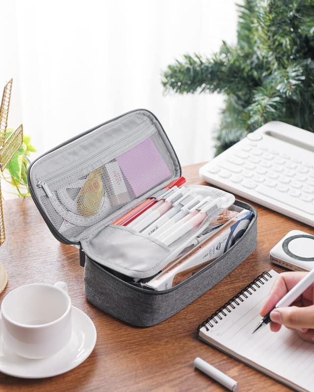 Detalle 2 de YOKUMA Federmäppchen grau für große Kapazität