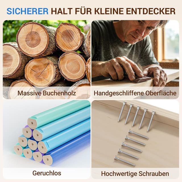 Thumbnail 6 de COSYLAND Indoor Klettergerüst L – Großes Kletterdreieck Set mit Kletterbogen & Rutsche (8-in-1) für Kinder ab 18 Monaten