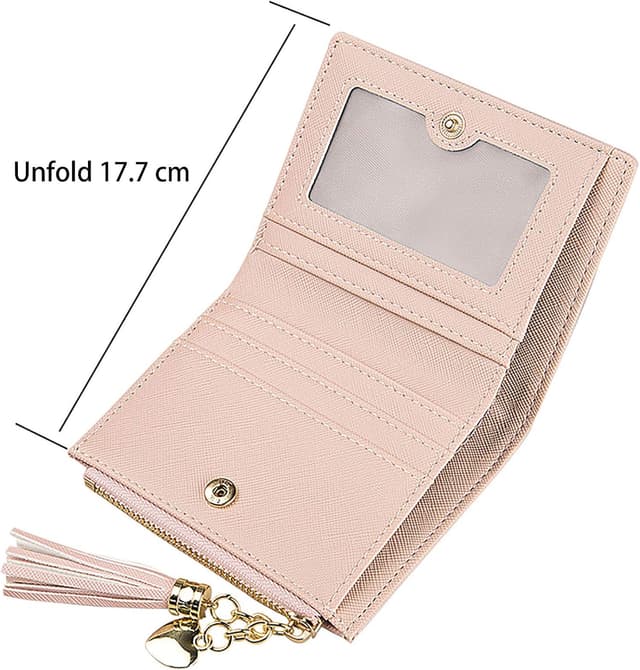 Detalle de ZhengYue Purse for Women – small leather wallet with RFID blocking, zipper coin pocket and card slots