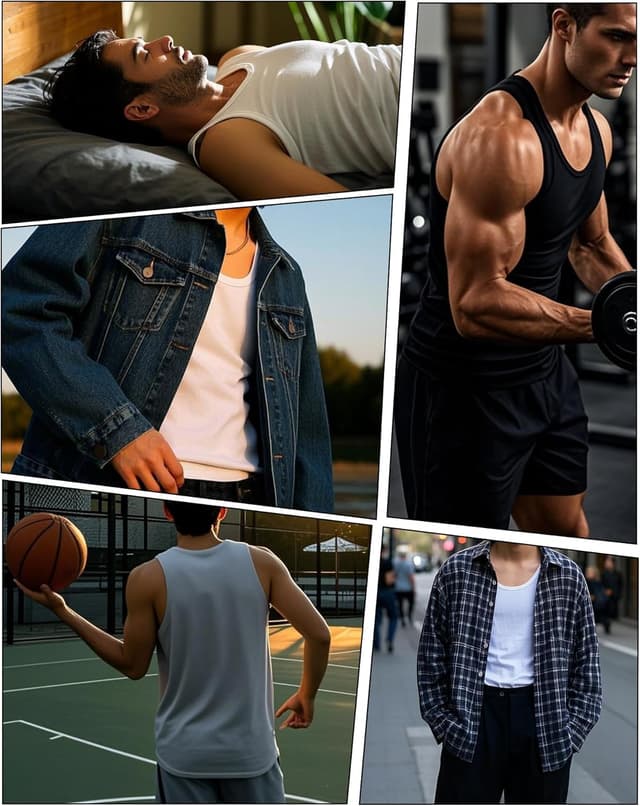 Detalle de OEIOEI men’s bamboo breathable tank tops vest (pack of 3) – moisture-wicking sleeveless undershirts