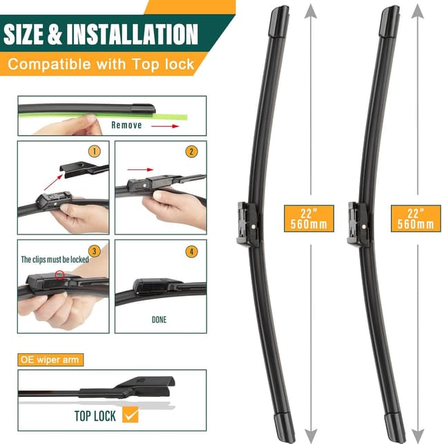 Detalle de KVQ Windshield Wiper Blades 22"