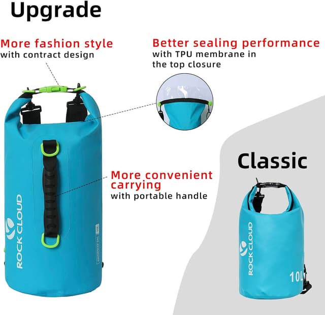 Detalle de ROCK CLOUD roll-top waterproof dry bag for kayaking, boating and camping