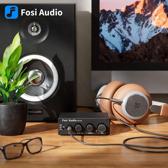 Detalle 2 de Fosi Audio Q4 — amplificateur de casque DAC USB (192 kHz) avec entrées USB, optiques et coaxiales
