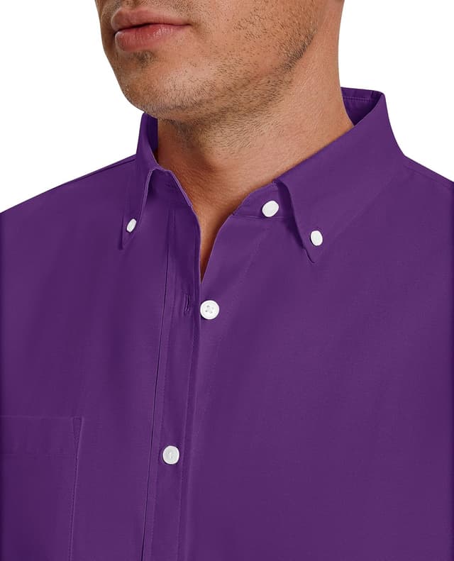 Detalle de siliteelon Men’s Oxford Shirt Long Sleeve Smart Casual Regular Fit with Pocket (Button Down)