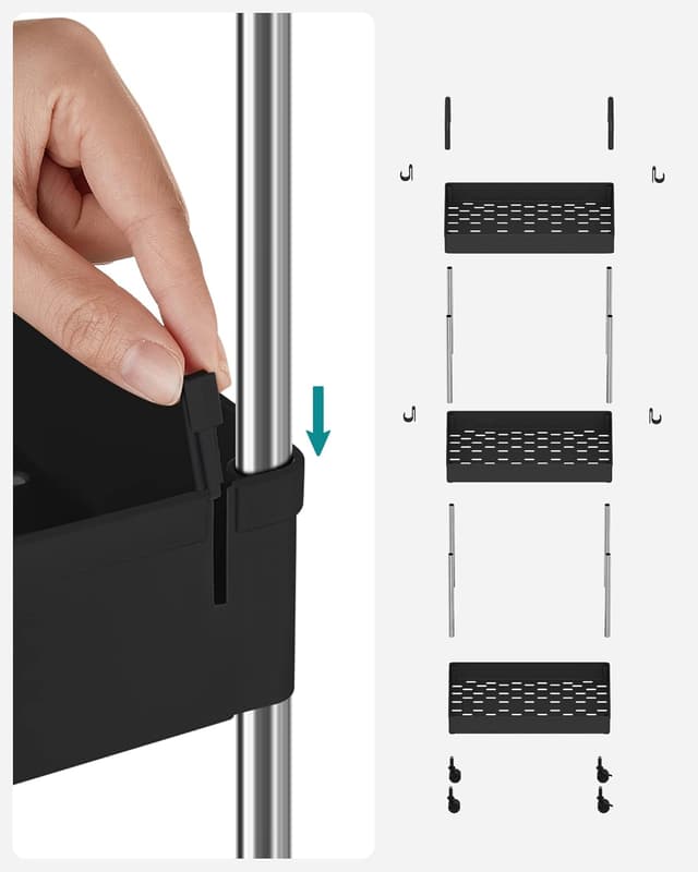 Thumbnail 5 de SONGMICS Chariot de Rangement 3 Niveaux Noir KSC019B01