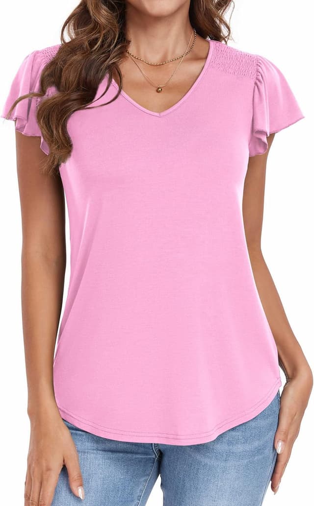 Detalle de Neineiwu Damen-T-Shirt mit V-Ausschnitt