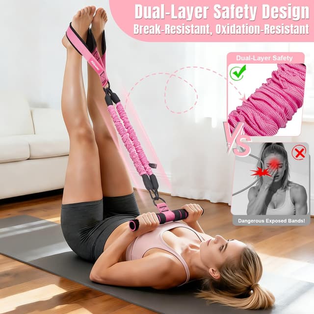 Detalle 2 de KUZARO Upgraded Pedal Resistance Bands 30–90 lb