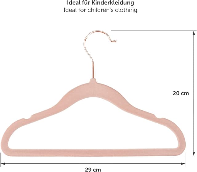 Detalle de Laleni Kinderkleiderbügel (30 Stück) mit Samtbezug, 360° drehbar & rutschfest – Rosegold & Puderrosa