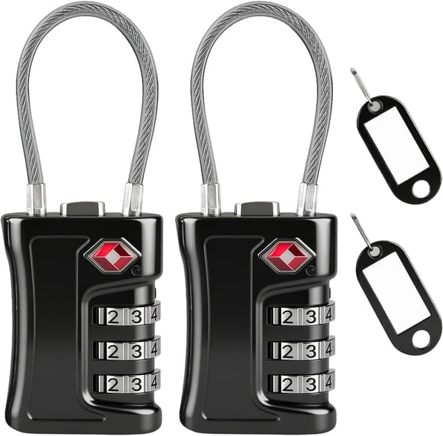 Detalle de Flintronic lot de 2 cadenas à code à 3 chiffres TSA avec câble 14 cm