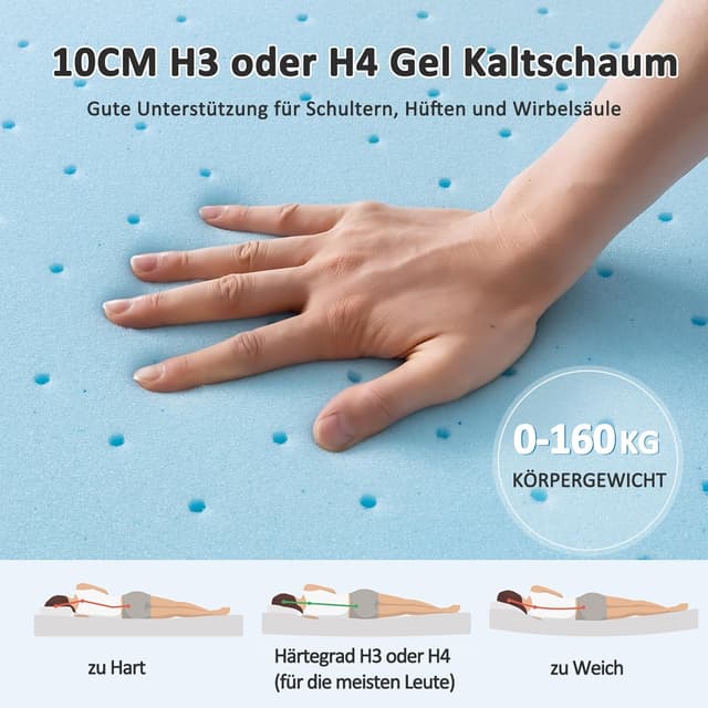 Thumbnail 2 de BedStory Gel Topper 180x200cm H3/H4 10 cm Kaltschaum