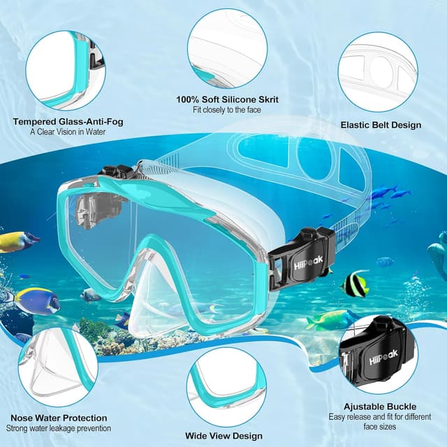 Thumbnail 3 de HiiPeak Kids Snorkel Set Dry Top Mask