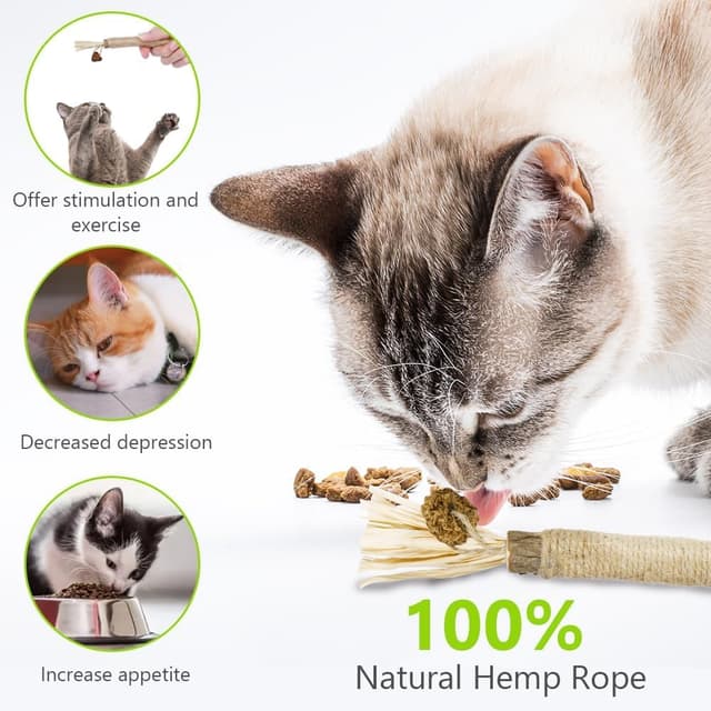 Detalle de Adiwo Katzenminze Sticks (4 Stück) – Matatabi-/Katzenminzen-Kausticks für Spiel & Zahnpflege