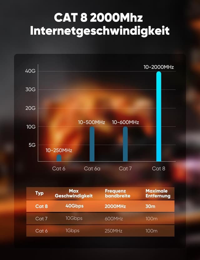 Detalle 2 de SNOWKIDS Cat 8 LAN Kabel 3m 40Gbps