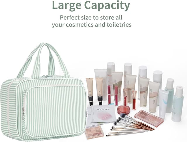 Thumbnail 6 de Narwey Large Hanging Travel Toiletry Bag (Mint Green Stripe) with 4 Compartments