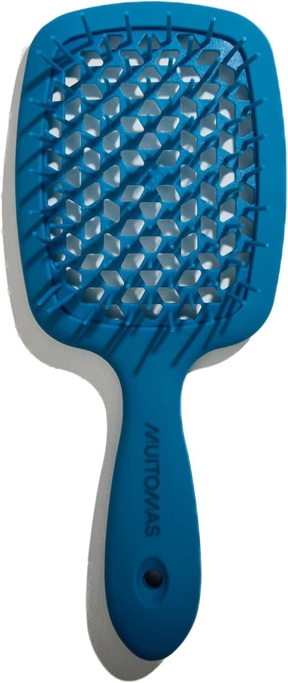 Detalle de Muitomas spazzola per capelli fini con setole flessibili e manico ergonomico (blu ottanio)