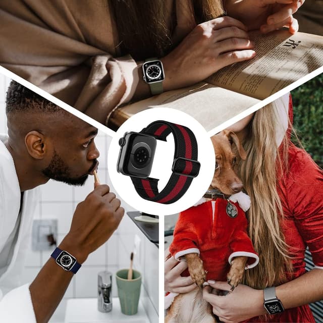 Thumbnail 6 de Chinbersky 5 confezioni di cinturini in nylon elasticizzato per Apple Watch 38/40/41/42/44/45 mm