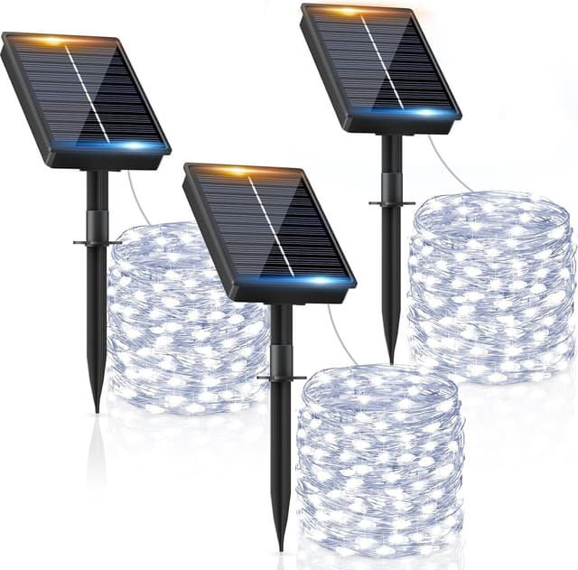 Detalle de Solar Lichterkette Aussen (3×12 m, 120 LEDs) – IP65 wetterfest für Balkon, Garten & Terrasse