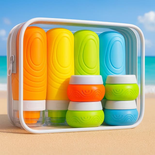 Detalle de Aeomni Reiseflaschen zum Befüllen (8-teilig) in Reisegröße, TSA-konform