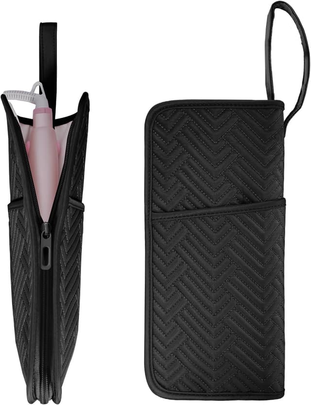 Detalle de SITHON Heißeisenhalter & Matte – hitzebeständige Reisetasche/Organizer für Styling-Werkzeuge (Schwarz)