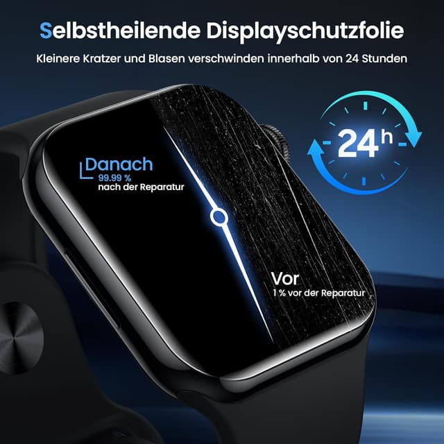 Detalle de UniqueMe Displayschutzfolie für Apple Watch 44/45 mm (4 Stück) – HD TPU mit einfacher Anbringung