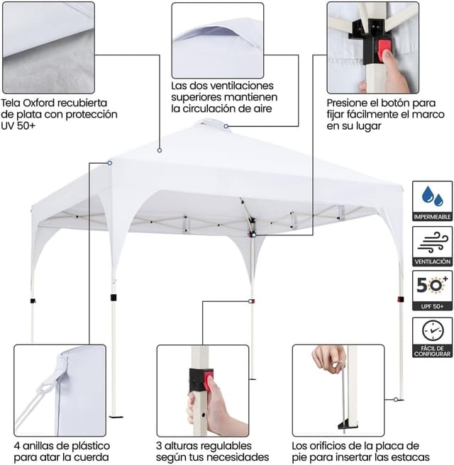 Thumbnail 5 de Yaheetech Carpa plegable 3x3m Blanco