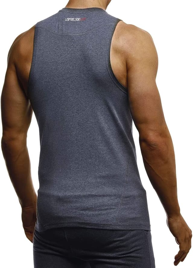 Detalle de Leif Nelson Sport LN-8283 canotta fitness da uomo con stampa neon