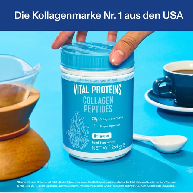 Detalle 2 de Vital Proteins Collagen Peptides 264 g – reine Kollagen-Peptide (Typ 1 & 3), geschmacksneutral