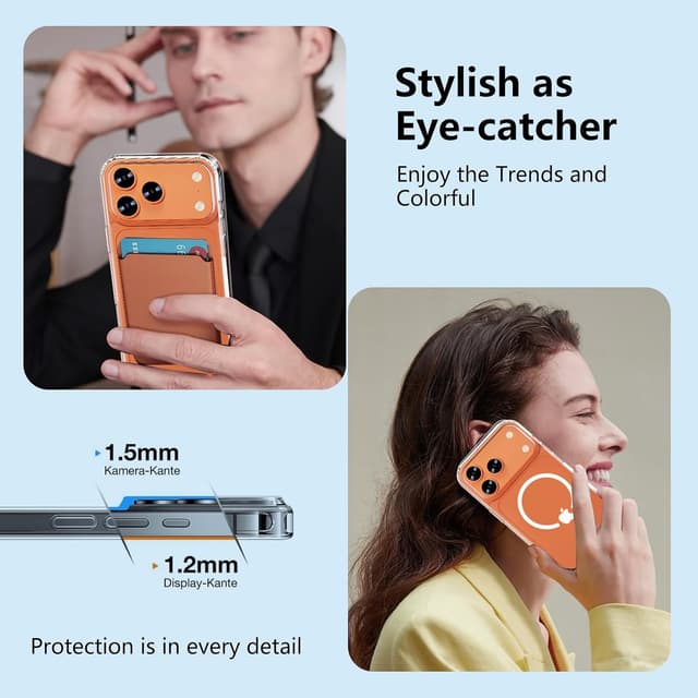 Detalle 2 de WEYNRBOX Magnetische Schutzhülle für iPhone 17 Pro Max mit MagSafe & 2× Sichtschutzfolie (transparent)