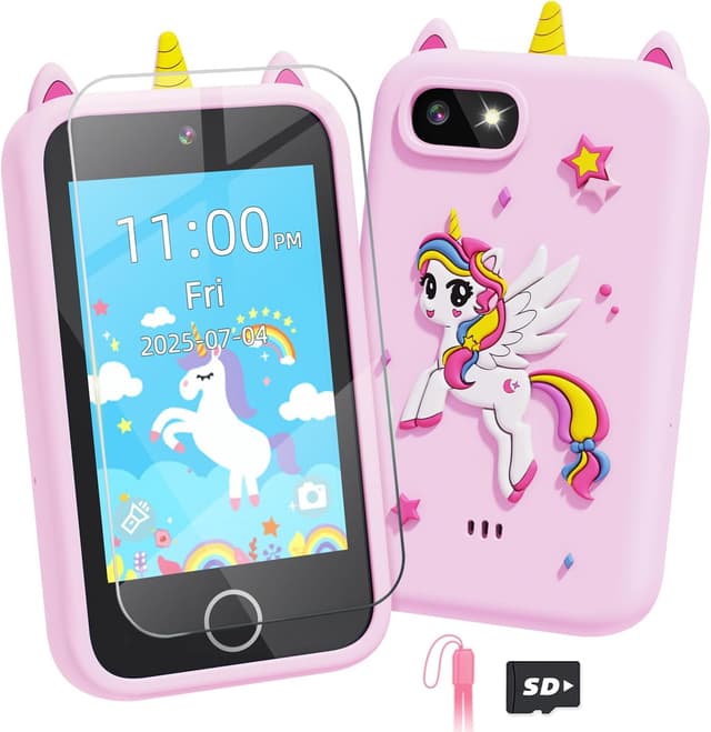 Detalle de Kids Smart Phone Unicorn Toy Phone (3.5") for Girls 3–9+ with Dual Camera, Storytelling, Music Player