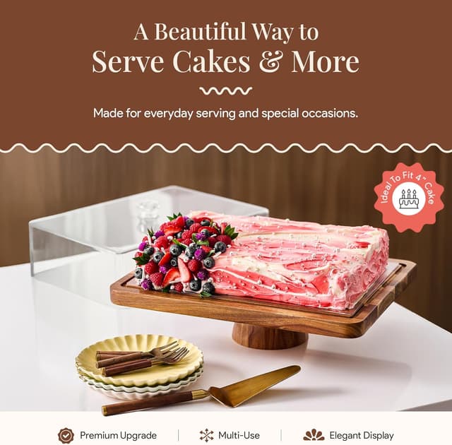 Thumbnail 4 de HOMESPHERE Acacia Wood Cake Stand 4" 🍰