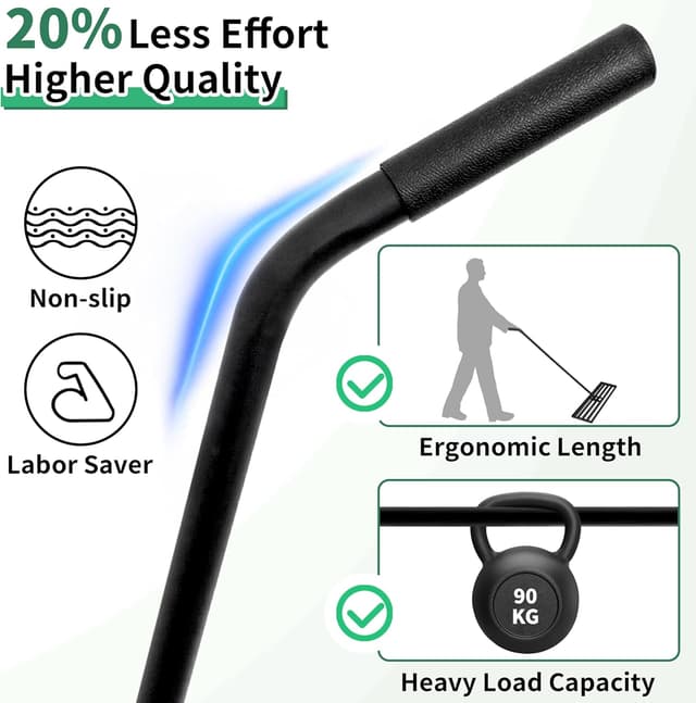 Detalle 2 de Lawn Levelling Rake 75x25cm Heavy Duty with Ergonomic Curved Handle, 185cm