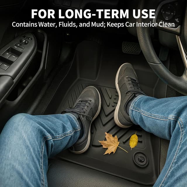 Detalle de YITAMOTOR All-Weather Floor Mats for 2013-2017 Honda Accord (Black) — Custom Fit 1st & 2nd Row