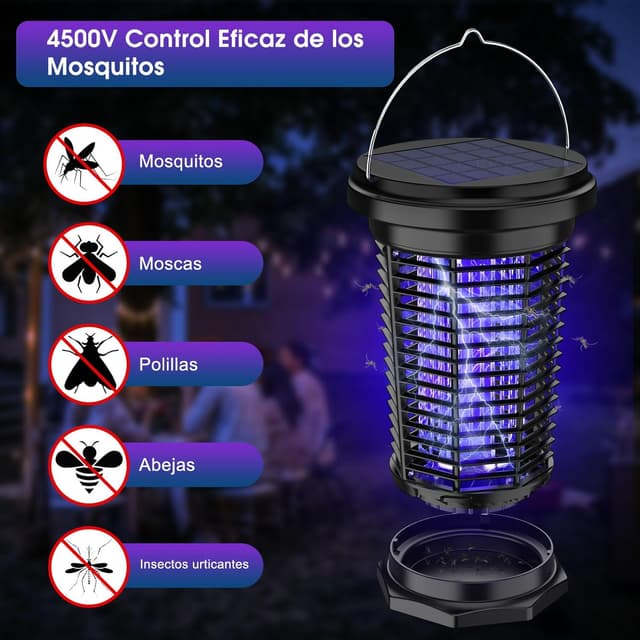 Detalle 2 de PALONE Lámpara Antimosquitos Solar 2500mAh 🔆, Recargable USB